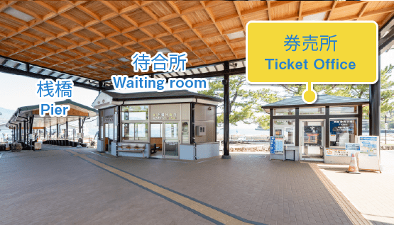 券売所、待合所、桟橋